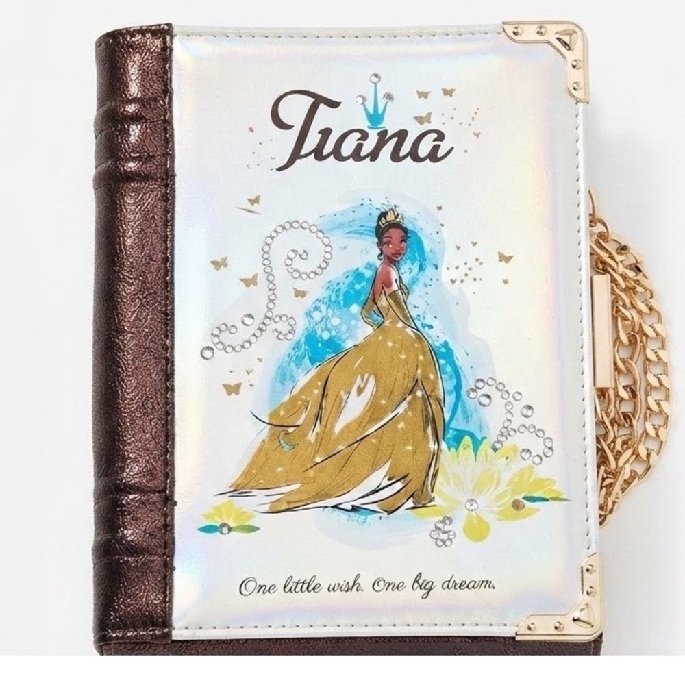 Disney x ALDO Princess Tiana Storybook Clutch Iridescent Crossbody Bag Gold